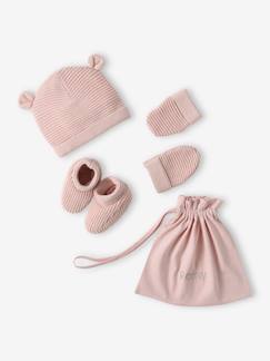 Baby-Baby-Set: M¸tze, F‰ustlinge & Sch¸hchen im Geschenkbeutel,