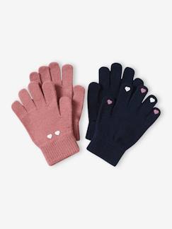 Mädchen-2er-Pack mitwachsende Mädchen Handschuhe, Herzen