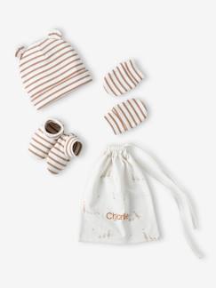 Baby-Jungen Baby-Set: Mütze, Fäustlinge, Schühchen & Beutel, personalisierbar