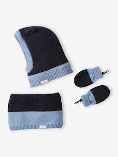 Bébé-Ensemble bébé garçon cagoule + snood + moufles bicolores