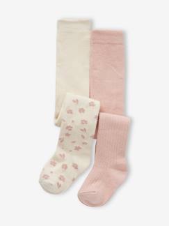 Baby-Socken, Strumpfhose-2er-Pack Mädchen Baby Strumpfhosen Blumen & Ripp Oeko-Tex