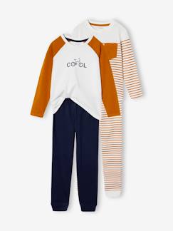 Junge-Pyjama, Overall-2er-Pack lange Jungen Schlafanzüge mit Cool-Schriftzug