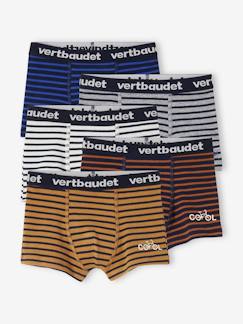 Junge-Unterwäsche-Bio-Kollektion: 5er-Pack Jungen Boxershorts mit Streifen, Stretch