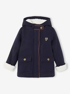 Fille-Manteau à capuche en drap de laine fille doublé sherpa