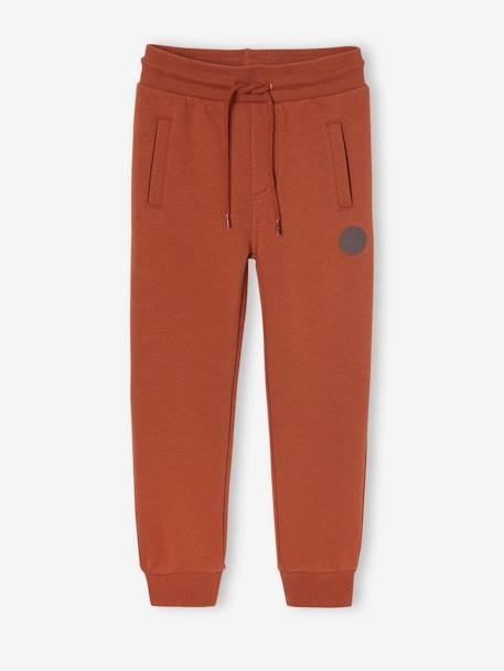 Pantalon jogging garçon en molleton dark bleu ardoise+gris moyen chiné+marine chiné+noir+noir chiné+noisette+ocre+rouge+vert sapin 