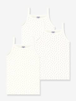 Fille-Sous-vêtement-Lot de 3 débardeaurs à bretelles petits coeurs PETIT BATEAU