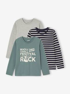 Garçon-T-shirt, polo, sous-pull-T-shirt-Lot de 3 T-shirts Basics garçon manches longues