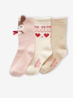 Fille-Sous-vêtement-Coffret de Noël lot de 3 paires de chaussettes