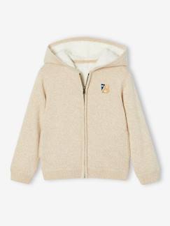 Junge-Pullover, Strickjacke, Sweatshirt-Jungen Kapuzenstrickjacke mit Teddyfleece-Futter