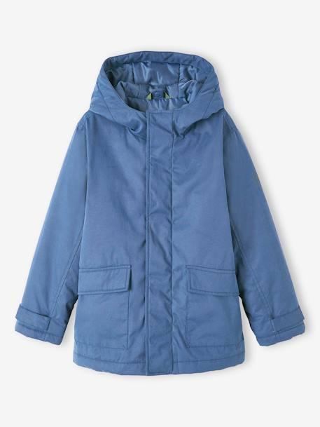 Parka 3 en 1 garçon avec blouson amovible bleu électrique+bleu grisé+kaki+Marine grisé+noix de pécan 