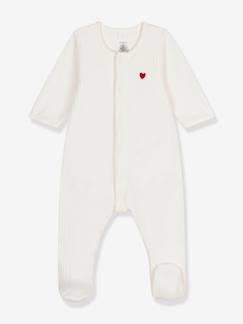 Baby-Strampler, Pyjama, Overall-2-in-1-Strampler mit Body PETIT BATEAU, Herzstickerei