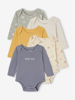 Baby-Body-5er-Pack Baby Langarm-Bodys in Schlupfform mit Sonnen, Bio-Baumwolle