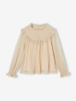 Fille-Chemise, blouse, tunique-Blouse à smocks en tulle irisé fille