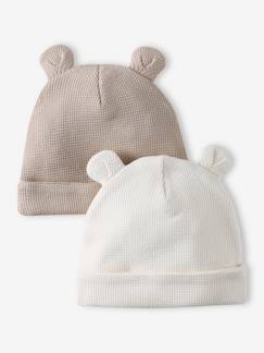 Bébé-Lot de 2 bonnets naissance en coton