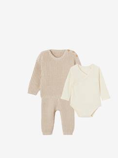 Baby-Unisex Baby-Set: Pullover, Strickhose & Wickelbody