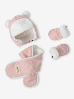 Baby-Baby-Set: Mütze mit Ohrenklappen, Schal & Fäustlinge