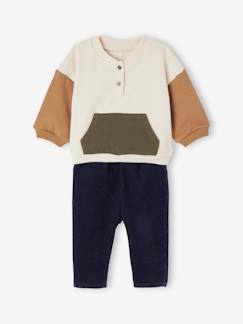 Bébé-Ensemble bébé sweat en molleton + pantalon en velours