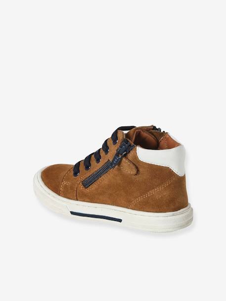 Jungen High-Sneakers aus Leder mit Reissverschluss braun 