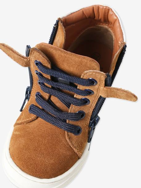 Jungen High-Sneakers aus Leder mit Reissverschluss braun 