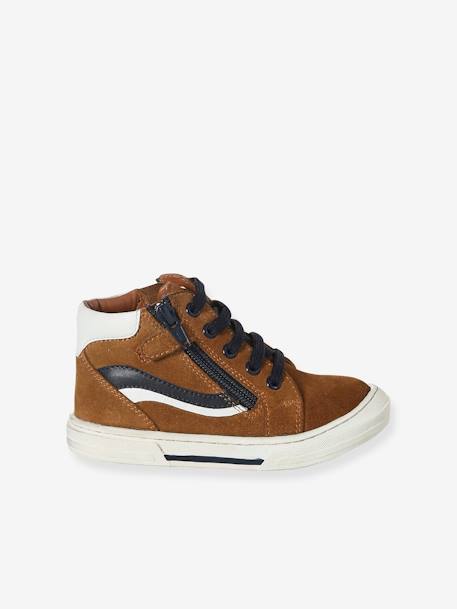 Jungen High-Sneakers aus Leder mit Reissverschluss braun 