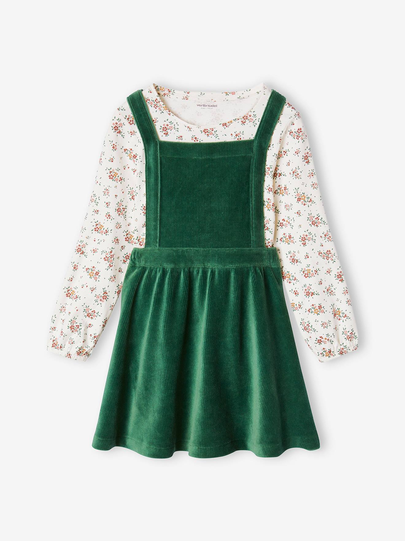 Tablier Fille LILIBETH Fleuri - Blouse D'école En Coton | Encolure Volantée Et Ouverture Pressionnée - Vertbaudet