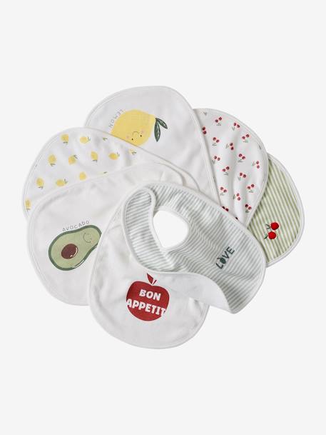 Lot de 7 bavoirs naissance vertbaudet blanc jungle+Hérisson+multicolore+rose pâle+vert d'eau 