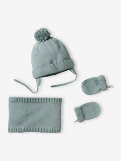 Bébé-Accessoires-Ensemble bébé garçon bonnet + snood + moufles BASICS