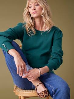 Vêtements de grossesse-Pull, gilet-Pull maille fine détails boutons dorés