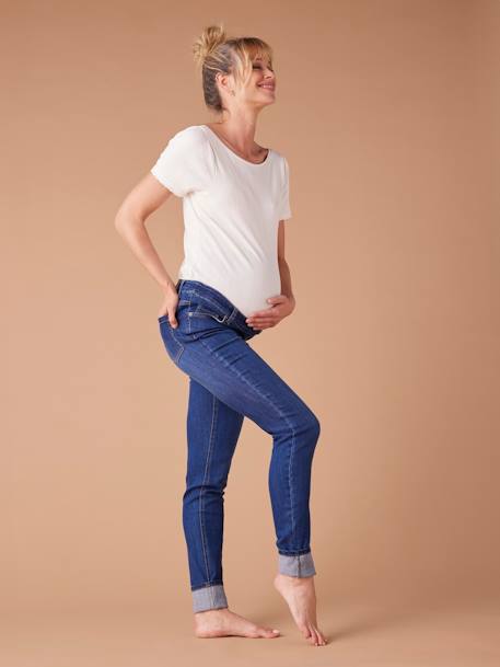 Skinny-Umstandsjeans, Seamless-Bund WATERLESS ENVIE DE FRAISE, Bundweite verstellbar dunkel blau+schwarz denim 