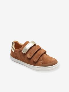 Chaussures-Chaussures fille 23-38-Baskets scratchées en cuir fille