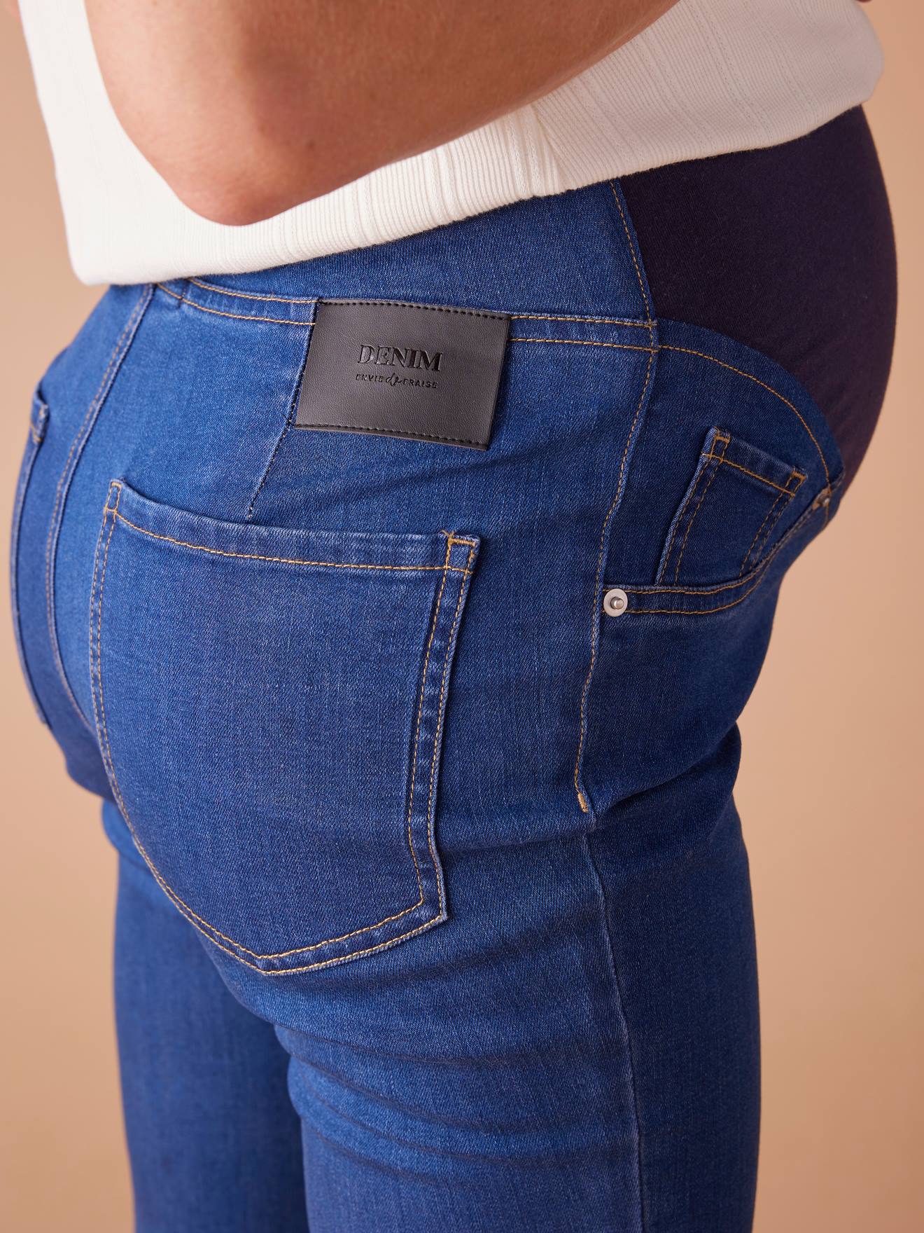 Tregging Grossesse Denim Envie De Fraise - Bandeau Confortable, Blue Foncé Taille 40