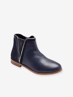 Schuhe-Mädchenschuhe 23-38-Mädchen Leder-Boots mit Reissverschluss und Gummizug