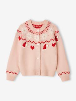 Mädchen-Pullover, Strickjacke, Sweatshirt-Weihnachtlicher Mädchen Cardigan mit Glanzeffekt, Jacquardstrick