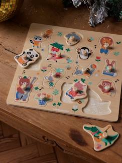 Spielzeug-Lernspiele-Baby Steckpuzzle HAPPY ANIMALS aus Holz FSC®