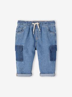 Baby-Hose, Jeans-Baby Cargo-Jeans mit Taschen in Kontrastoptik