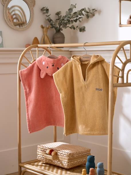 Baby Badeponcho TIERLIEBE, personalisierbar aprikose+beige+ocker 