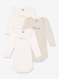 Baby-3er-Pack Baby Langarm-Bodys PETIT BATEAU aus Bio-Baumwolle, Oeko-Tex