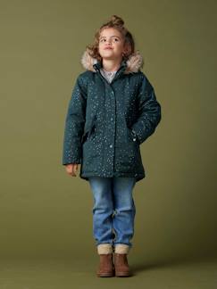 Mädchen-Warme Mädchen Winterjacke mit Glitzer und Webpelz, Recycling-Wattierung