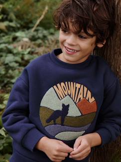 Junge-Jungen Sweatshirt mit Fleecefutter und Wolfprint Oeko-Tex