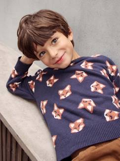 Junge-Pullover, Strickjacke, Sweatshirt-Jungen Jacquard-Pullover mit Fuchs Oeko-Tex