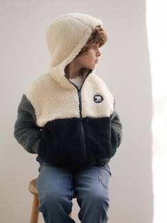 Junge-Jungen Teddyfleecejacke mit Kapuze