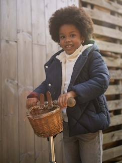 Mädchen-Mantel, Jacke-Mädchen Kapuzen-Steppjacke mit Teddyfleece-Futter, Wattierung Recycling-Polyester