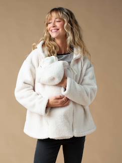 Vêtements de grossesse-Sweat zippé en sherpa évolutif avec protège bébé ENVIE DE FRAISE