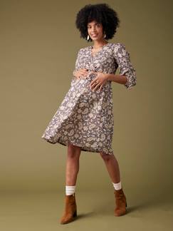 Robe de grossesse imprimée fleurs fil brillant