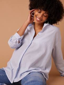 Vêtements de grossesse-Chemise rayée grossesse et allaitement en coton bio
