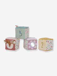 Jouet-Premier âge-Doudous et jouets en tissu-Lot de 4 cubes doux - Flowers & Butterflies - LITTLE DUTCH