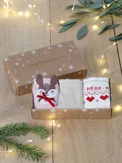 Fille-Sous-vêtement-Coffret de Noël lot de 3 paires de chaussettes