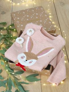 Fille-Pull, gilet, sweat-Coffret de Noël pull jacquard motif animal + accessoire fille