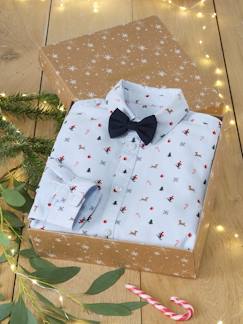 -Coffret de Noël chemise imprimée et son noeud pap' garçon