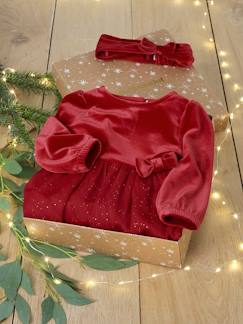 Baby-Kleid, Rock-Baby Weihnachts-Geschenkset: Kleid mit Glitzertüll & Haarband BASIC